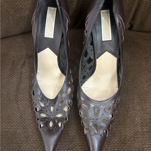 Michael Kors Dark Brown Cutout Leather Heels